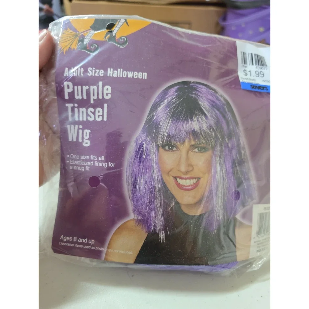 Vnt Purple Tinsel Wig Adult Size Halloween